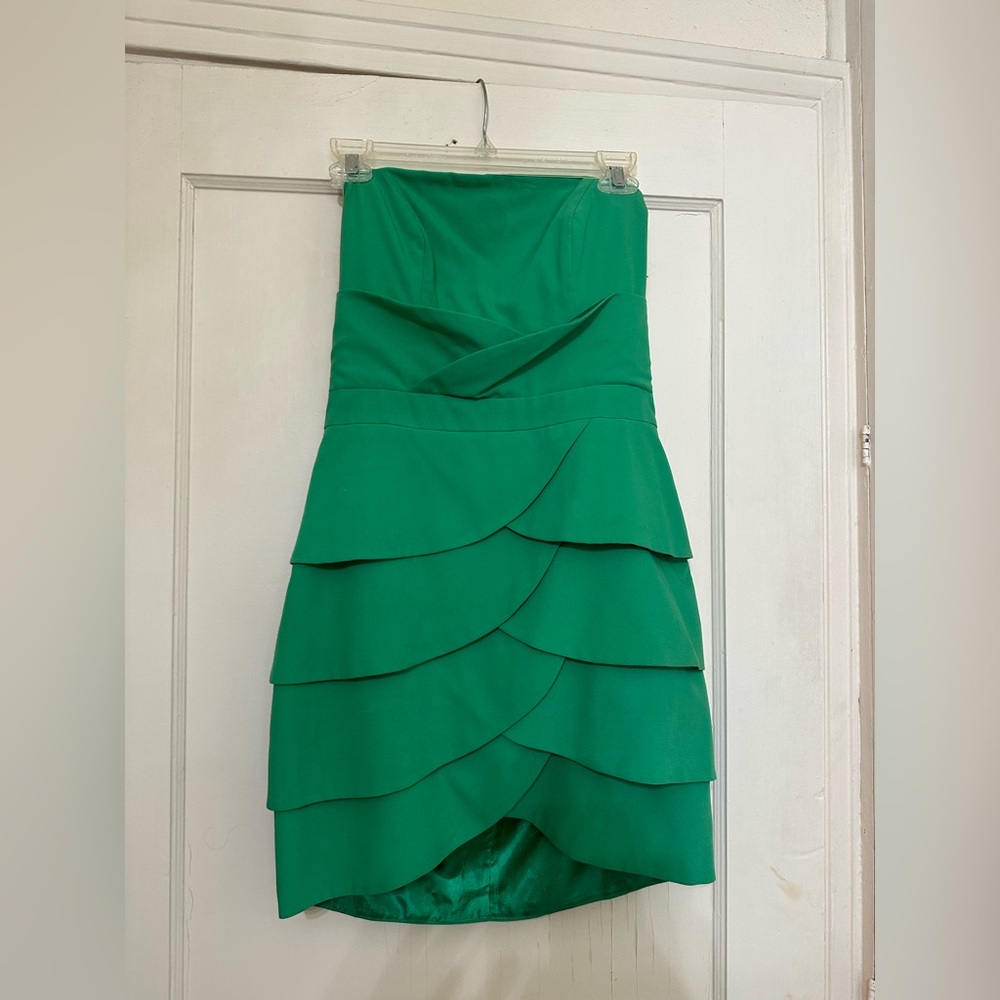 Green Strapless Tiered Dress from Impeccable Pig